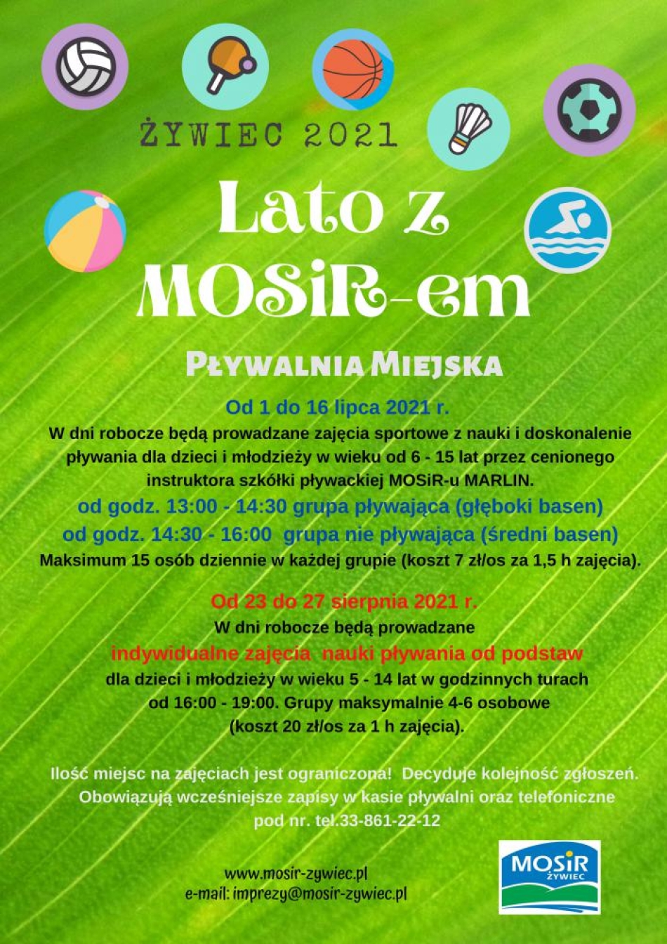 Lato z MOSiR-em. Zapisy na sierpniowe zajęcia indywidualne na Pływalni Miejskiej