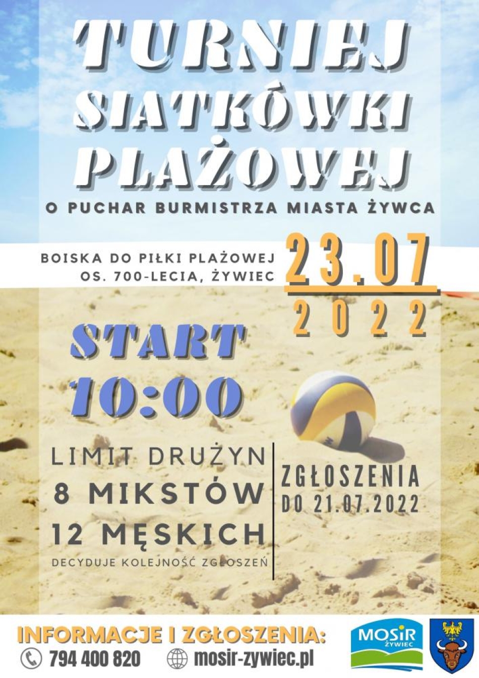 Turniej Siatkówki Plażowej o Puchar Burmistrza Miasta Żywca 23.07.2022 r.