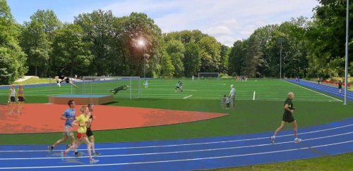 Dewastacja boiska sportowego w Parku Habsburgów w Żywcu