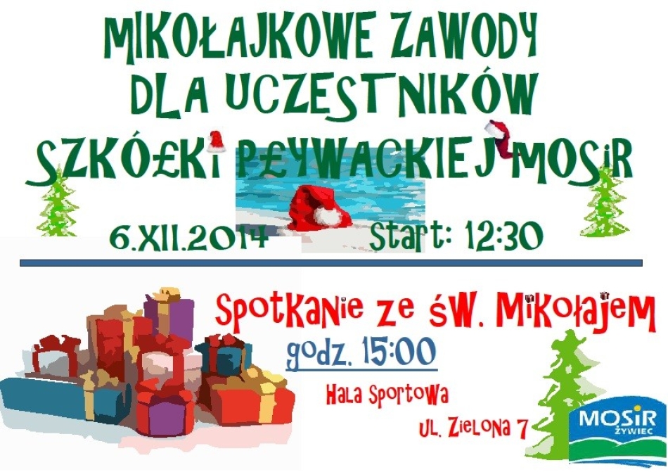 MIKOŁAJOWE ZAWODY DLA UCZESTNIKÓW SZKÓŁKI PŁYWACKIEJ MOSiR W ŻYWCU