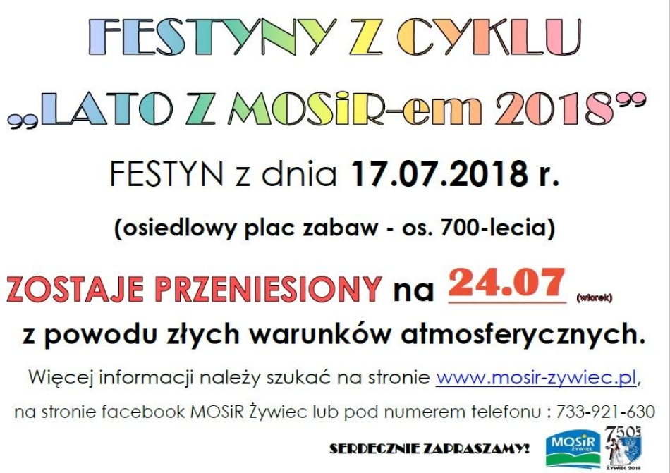 UWAGA! FESTYN PRZENIESIONY! z 17.07 na 24.07 - os. 700-lecia