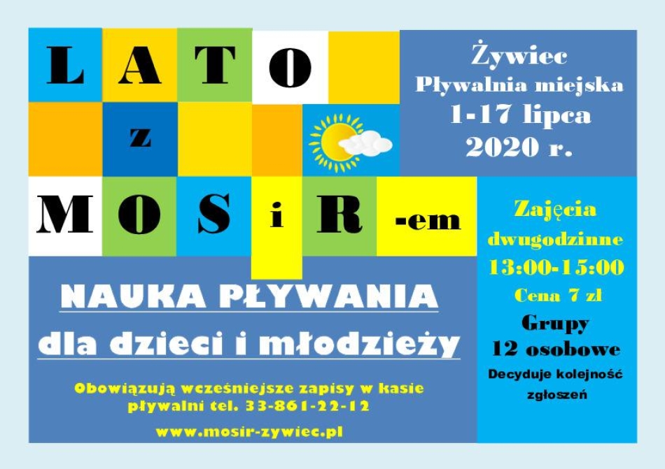 Lato z MOSiR-em- NAUKA PŁYWANIA od 1-17 lipca